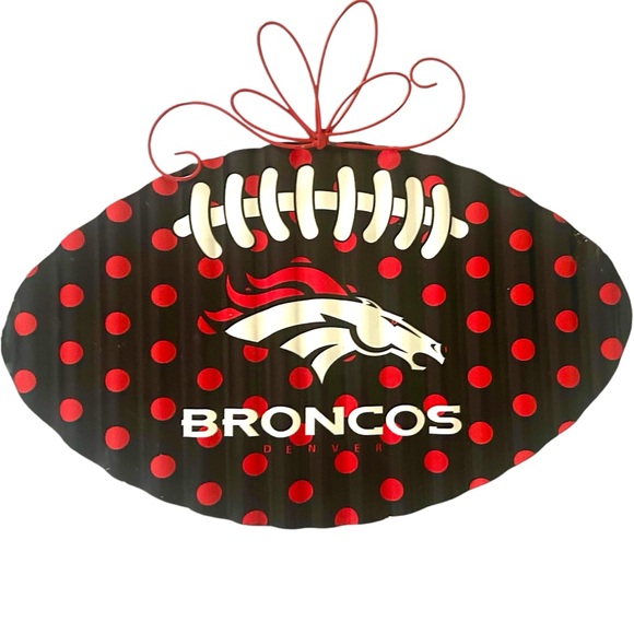 Denver Broncos Metal Football Door Decoration 18” Across - Picture 1 of 2